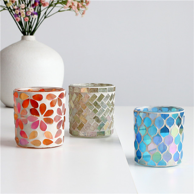 Mosaic Glass Candle Holder For Decorative