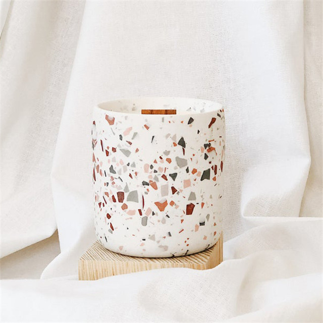 Ceramic Wedding Decoration Terrazzo Candle Jar