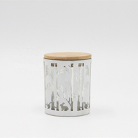 Shiny Candle Holder With Wooden Lid