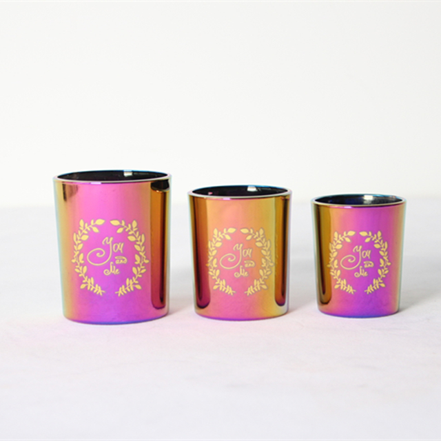 Electroplating Purple Valentine Day Glass Candle Holder