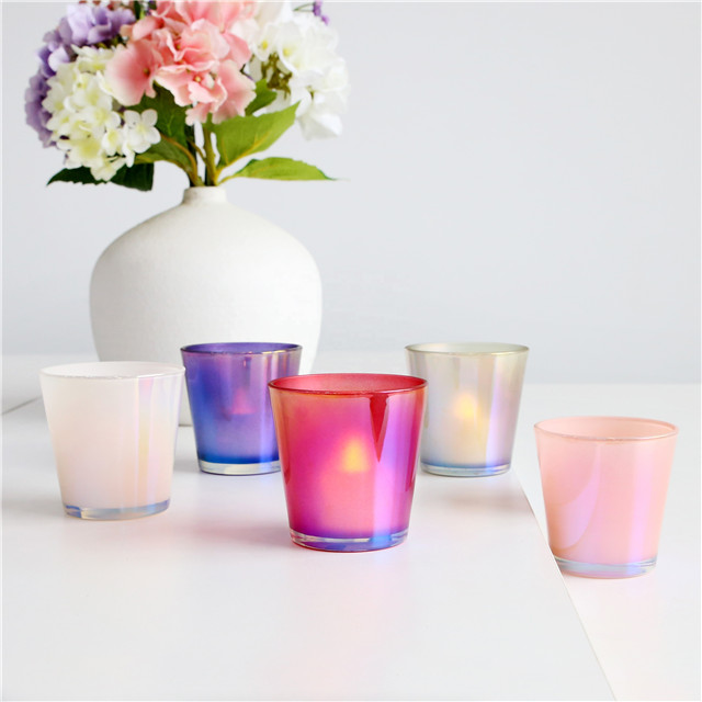 Custom Iridescent Tealight Candle Holder Glass