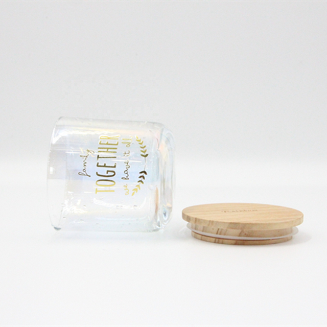 Clear Glass Candle Jar With Wooden Lid