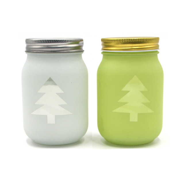 Colorful Frosted Glass Candle Container Christmas