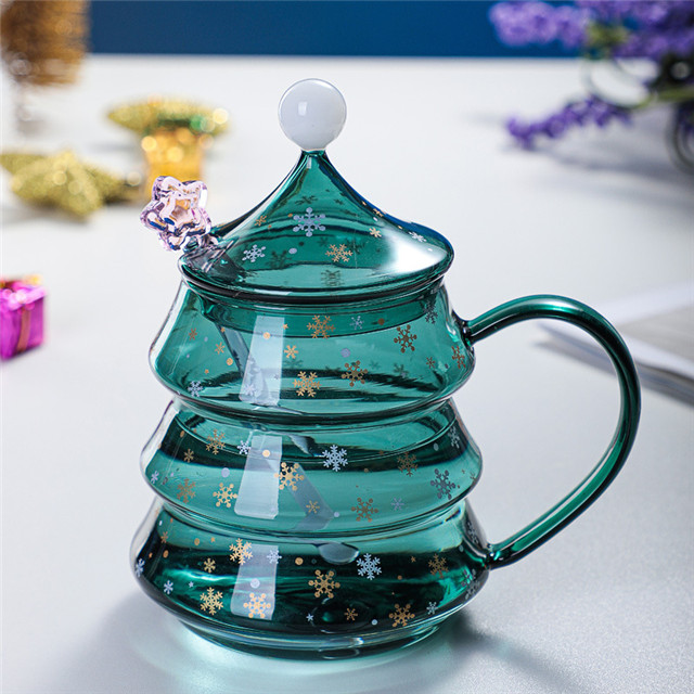 Green Personalized Borosilicate Glass Mug Christmas
