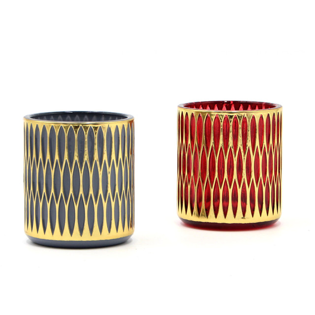 Custom Embossed Gold Glass Candle Jar