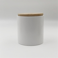 Custom Logo Ceramic Candle Jar With Wood Lid