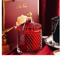 Large Luxury Black Engraved GEO Glass Candle Jar
