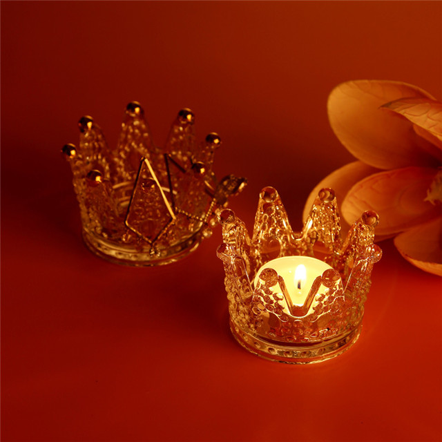 Crown Shape Clear Glass Candle Vessel