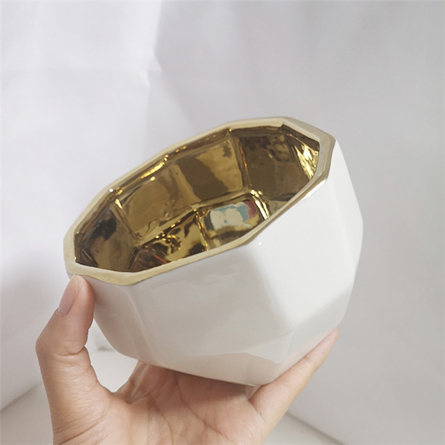 Diamond Shape White Ceramic Candle Container