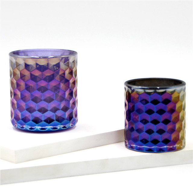 Engraved Iridescent Honeycomb Custom Candle Jar
