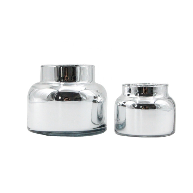 Silver Lightweight Ornate Shiny Candle Jar