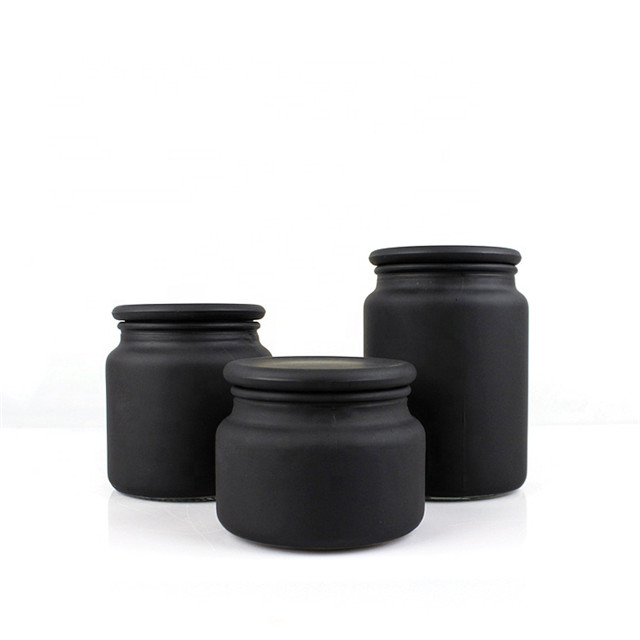 Custom Matte Black Glass Candle Jar