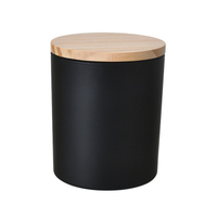 Matte Black Colored Glass Container With Lid