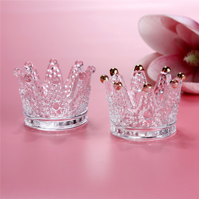 Crown Shape Clear Glass Candle Vessel