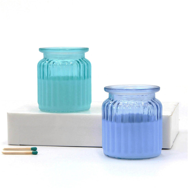 Heat Resistant Glass Custom Blue Candle Jar