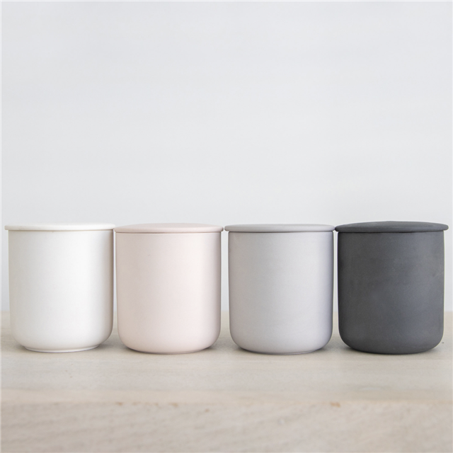 Frosted Ceramic Candle Jar With Lid