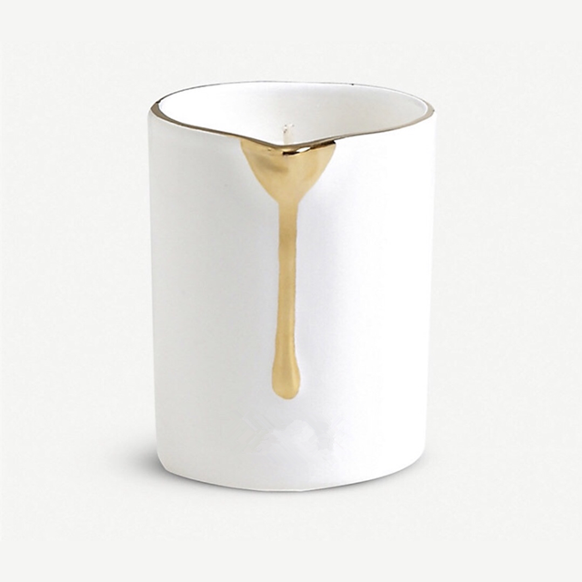 Household Unique Gold Ceramic Candle Jar With Spout