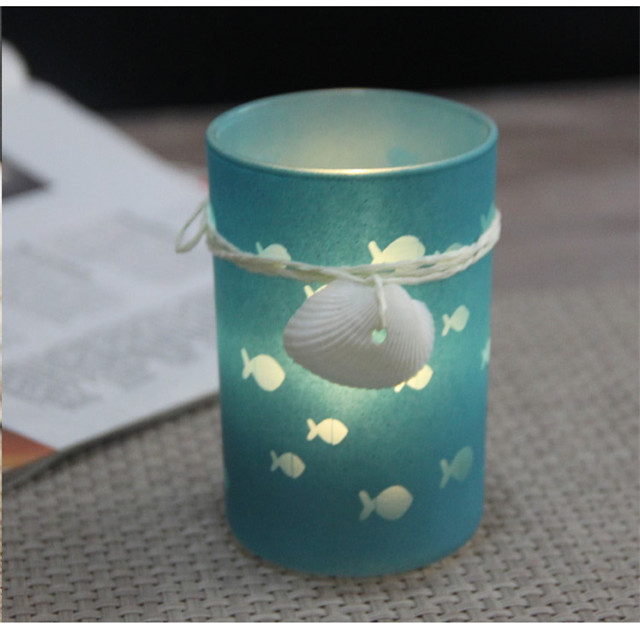 Decorative Blue Grey Mosaic Candle Holder