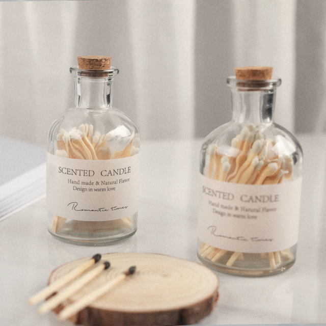 White Fashionable Bottled Match With Cork Lid