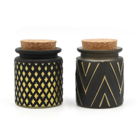 Embossed Matte Black Glass Candle Jar