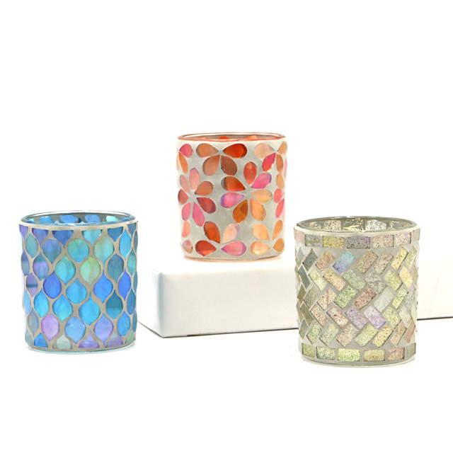 Mosaic Glass Candle Holder For Decorative