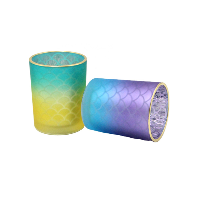 Applique Gradient Color Glass Candle Cup