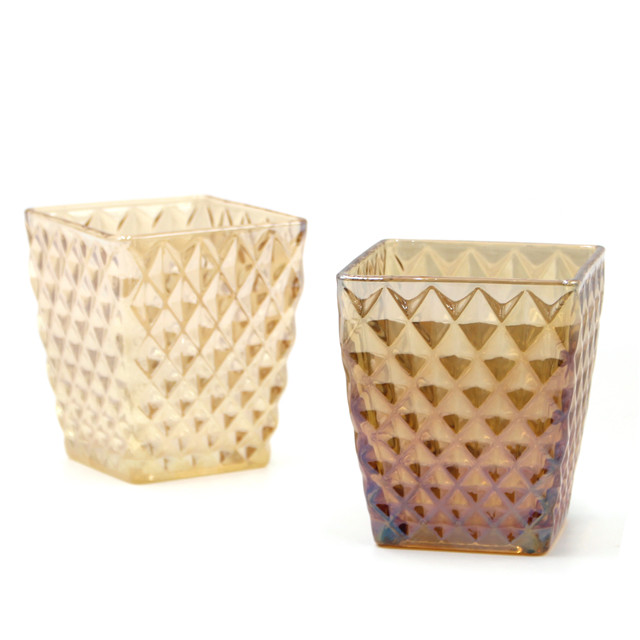 Engraved Transparent Square Candle Jar