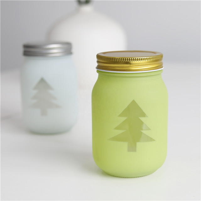 Colorful Frosted Glass Candle Container Christmas